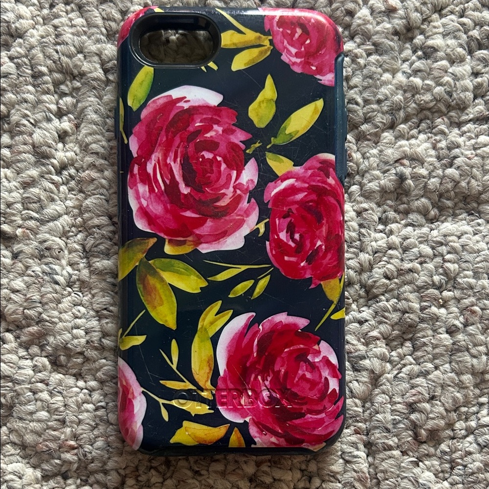OtterBox Black and Pink Floral Phone Case